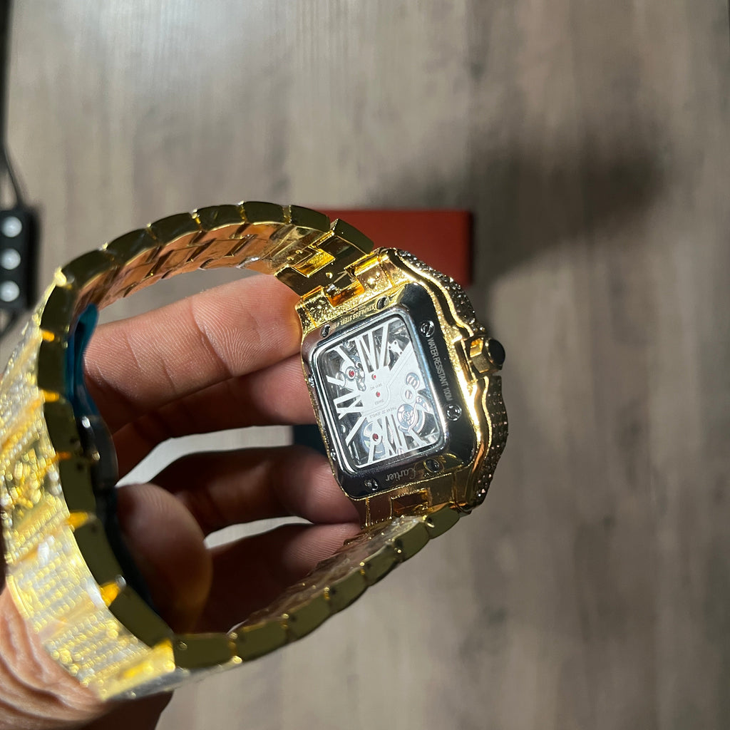 Reloj Full Ice Dorado Esqueleto – Estilo Santos