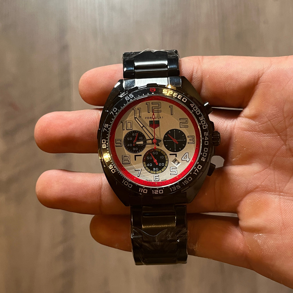 Reloj Negro Rojo Racing – Estilo Formula 1