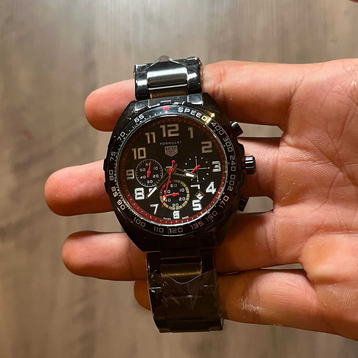 Reloj Negro Rojo Racing – Estilo Formula 1