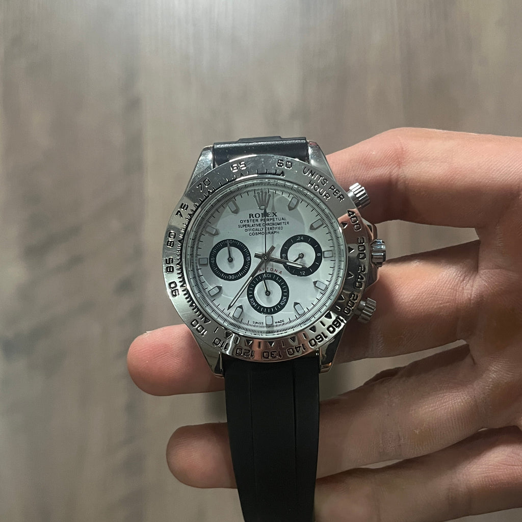 Reloj Plata Blanco Cronógrafo – Estilo Daytona