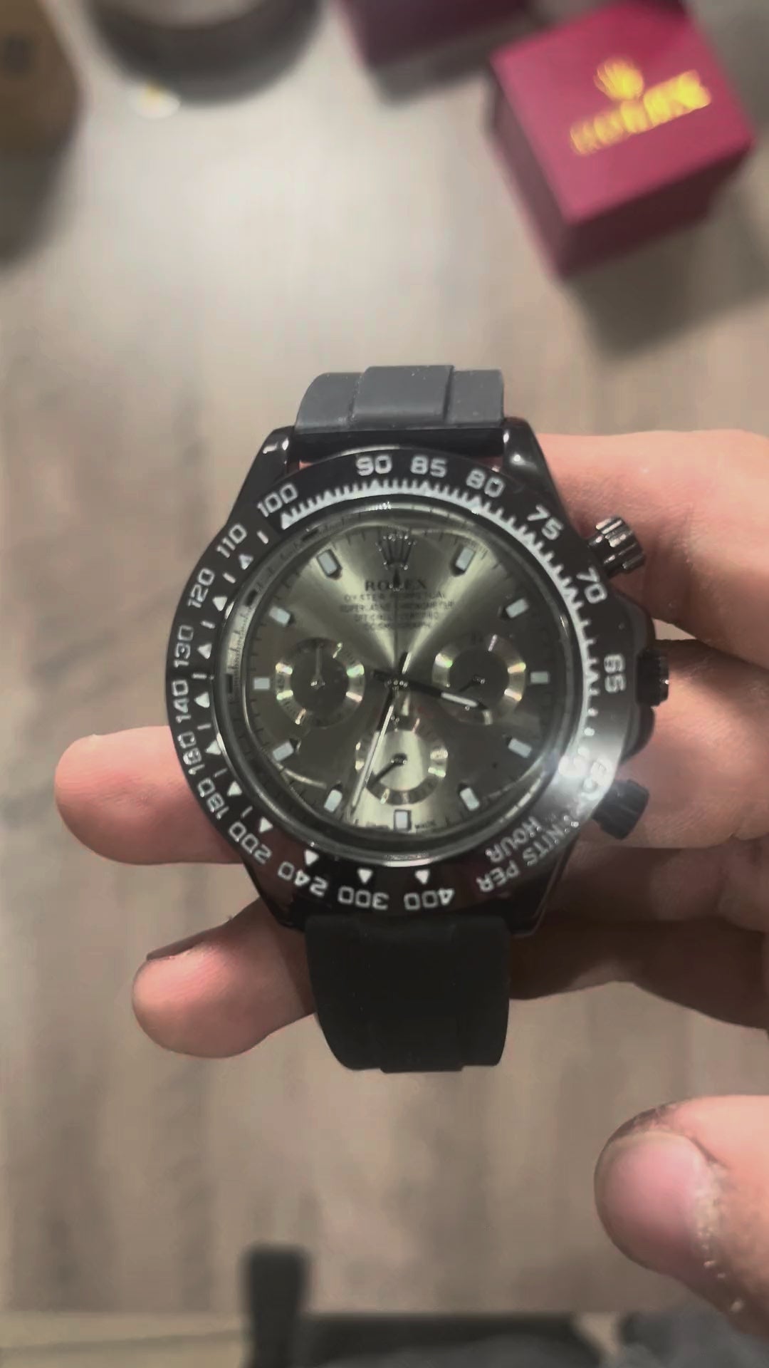 Reloj Negro Gris Grafito Cronógrafo – Estilo Daytona